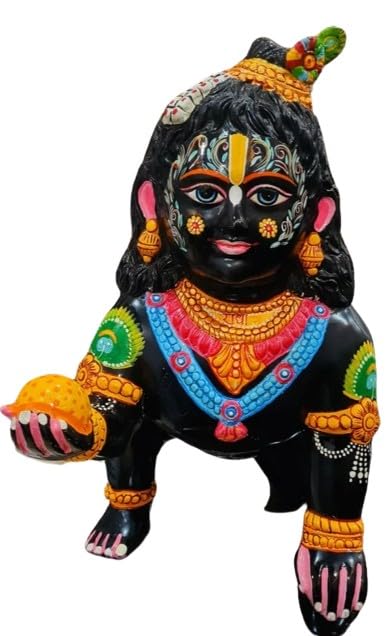 Black Color Painted on Brass laddu Gopal Statue Idol for Home Decor/Temple